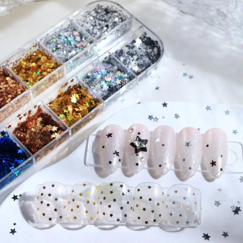 Mini Funkelndes Herz Pentagramm Nagelkunst-Glitzer Niedliche DIY-Maniküre-Dekoration Salon-Zubehör
