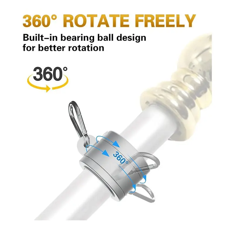 【EFFICIËN】6 paar aluminium vlaggenmastringen 1 inch, 360 graden roterende vlagmontageringen voor vlag met een diameter van 0,75-1,02 inch