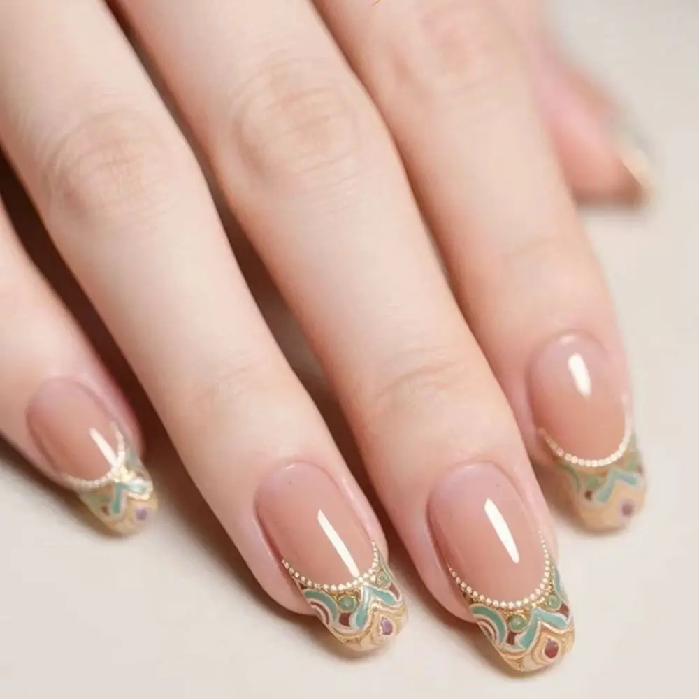 5D Luxurious 5D Nail Stickers Shiny Palace Imitation Gemstone Nail Decorations Baroque Design Elegant Design