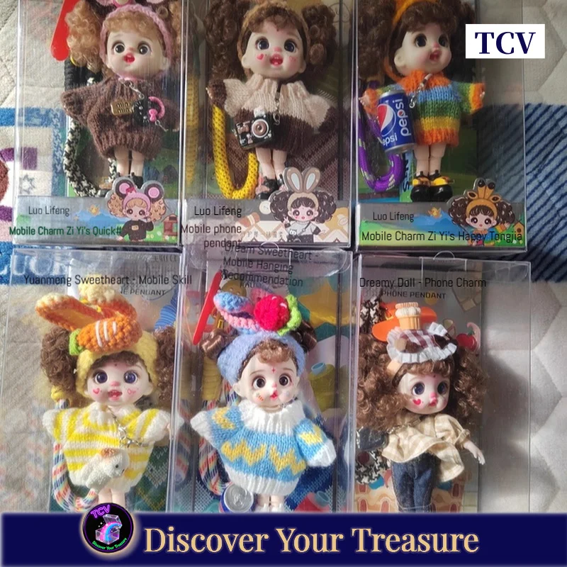 

Tcv 14cm Mini Bjd Doll Dress Up Girl Vinyl Dolls With Changeable Knitted Outfits Cute Phone Pendant Keychain Birthday Gift Girls