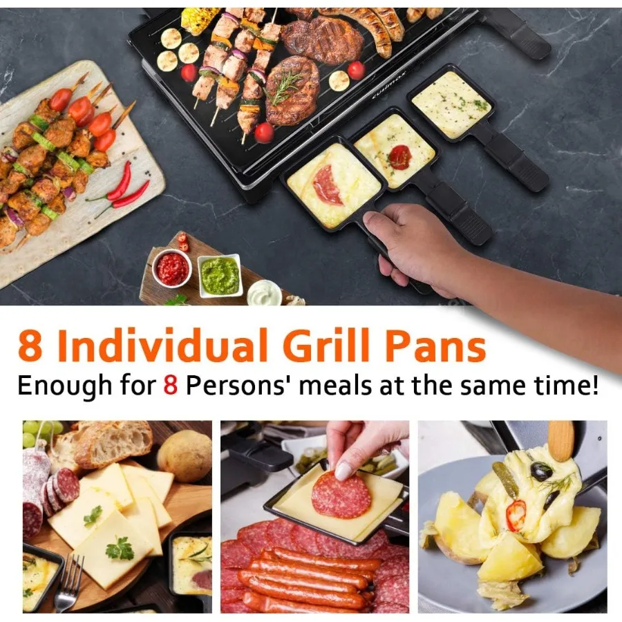 휴대용 전기 라클렛 그릴 테이블 실내용 2in1 디자인: 한국식 바비큐 및 치즈 녹이는 기능 양면 사용 가능 논스틱