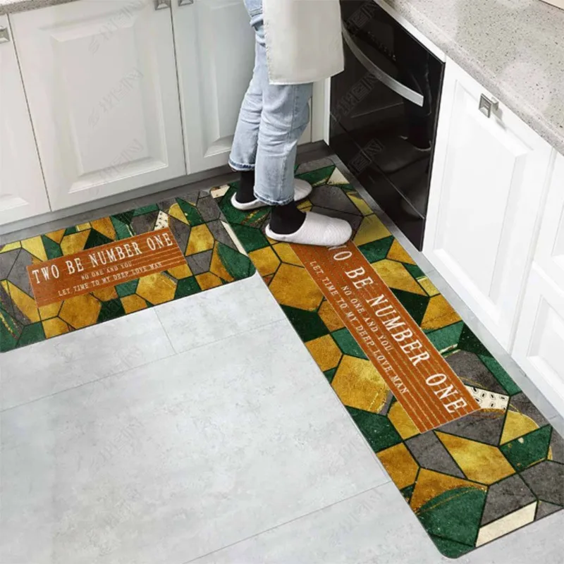 Modern Anti-slip Home Kitchen Mat Fashion Simple Cartoon Soft Rug Bath Long Strip Absorption Doormat Entrance Washable Durable