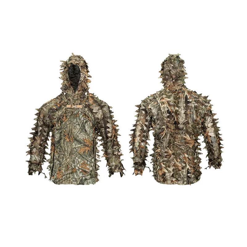 3D Cut Maple Leaves Bionic Camouflage Hunting Fishing CS Games Ghillie Suit Cloak Soft Breathable Wear Resistant Tactical Cloth