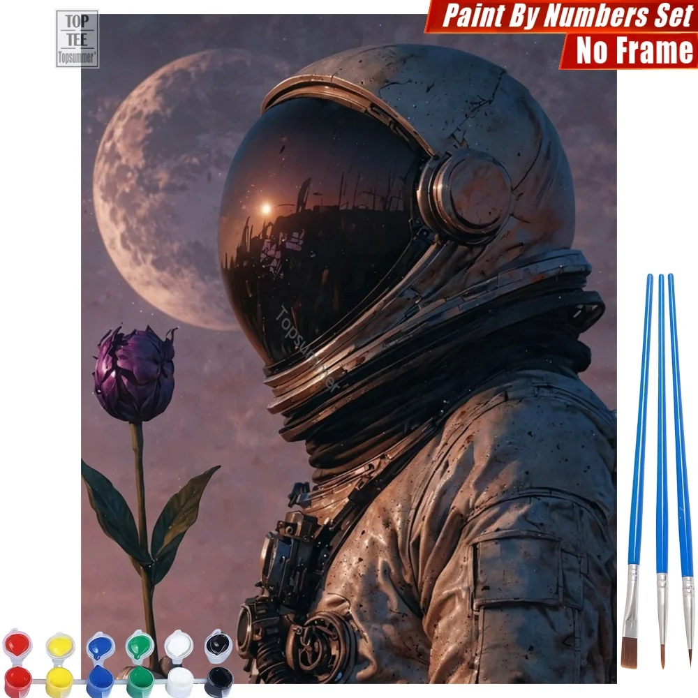 

Lonely Romantic Astronaut DIY Digital Oil Paint Kit - Purple Flower Moon Thanksgiving Day Gift For Neighbor