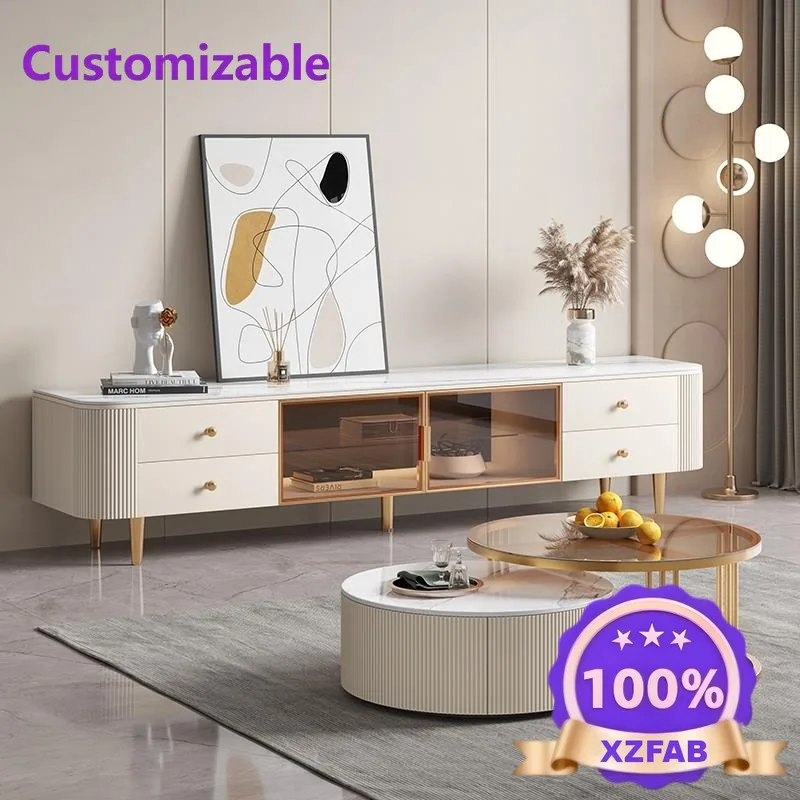 Factory Direct 2026 TV cabinet Modern simple creamy light luxury high-end living room home 2025 new coffee table TV cabinet comb