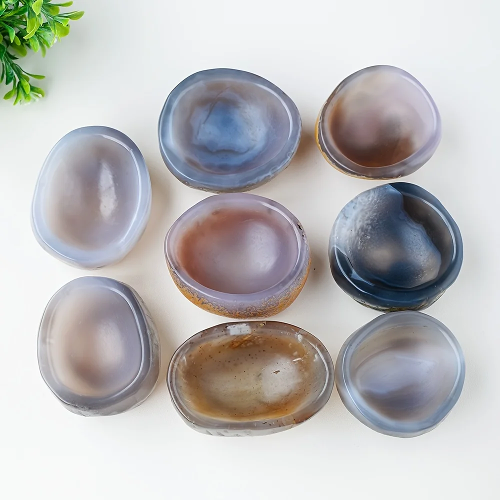 1PC Natural Crystal Agate Bowl Crystal Bowl Free-Form Gem Crafts - Tableware Wine Set Minerals Spiritual Reiki, Home Decor, Roo