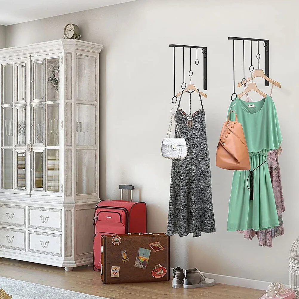

1 set Wall-mounted Clothes Rack Hangers Clothing Rail Coat Stand Small Space Organizer Premium Materials Eco-friendly