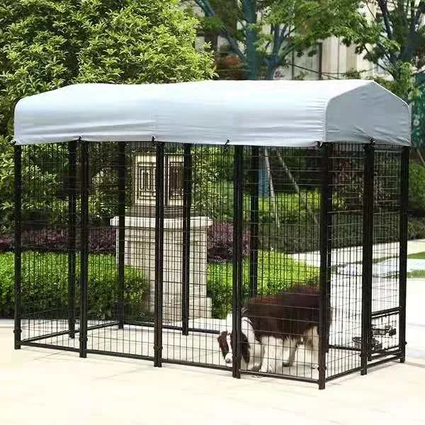 Heavy Duty UV-Resistant Waterproof Roof Welded Wire Steel Dog Kennel Playpen Fence With Secure Lock