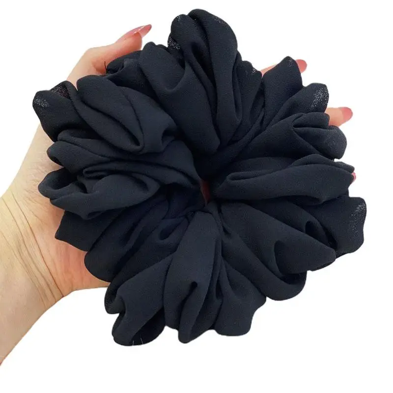 Fashion New Trendy Heavy Chiffon Flexible Rubber Band Large Simple Bow Accessories Hair Hijab Scrunchie Volumizing Headwear P8J4