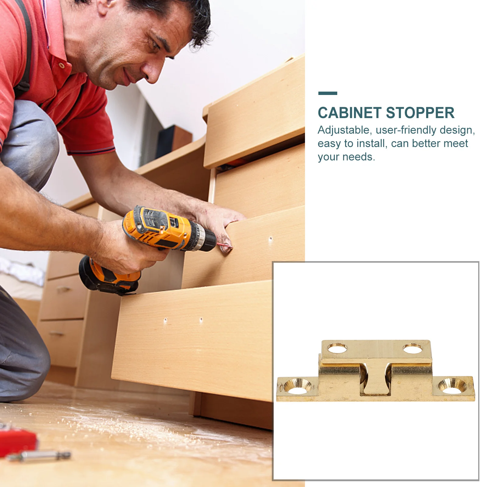 

4Sets Copper Door Ball Catch Durable Closet Accessory Smooth Opening Adjustable Easy Install Multi-Functional Practical Sturdy