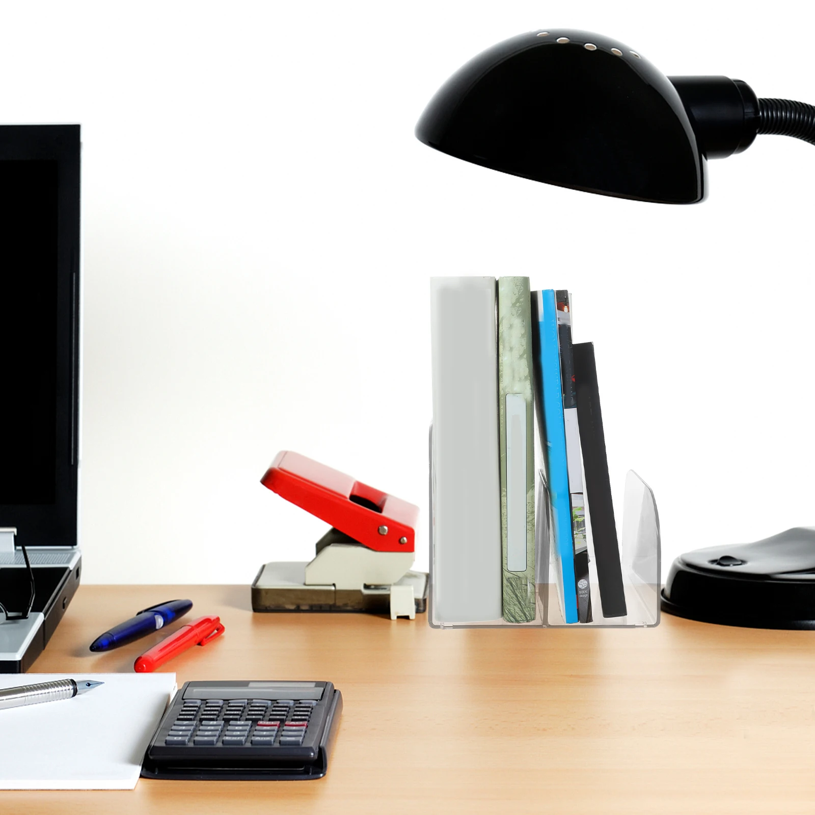 Plastic Bookend Desktop Book Organizer Transparent Book Shelf Holder Modern Decorative Multi-Function Bookends for Shelves