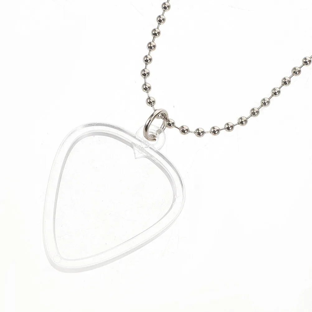 2pcs Clear Plastic Guitar Pick Holder Necklace Set Stage Performances Guitar Pick Accessory Choker Necklace Cover Jewelry Sleeve