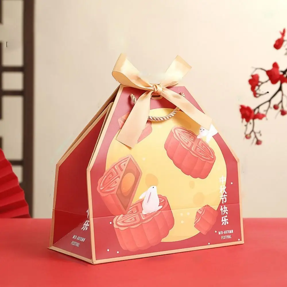 Handmade Mid-Autumn Festival Packaging Bags Foldable Easy To Carry Cartoon Rabbit Packaging Bags Cartoon Mooncake Gift Box Bag