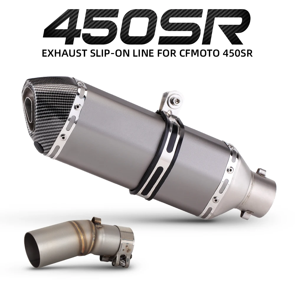 

Suitable for cfmoto 450SR 2022-2024 motorcycle middle link pipe with 370mm stainless steel exhaust muffler tube escape