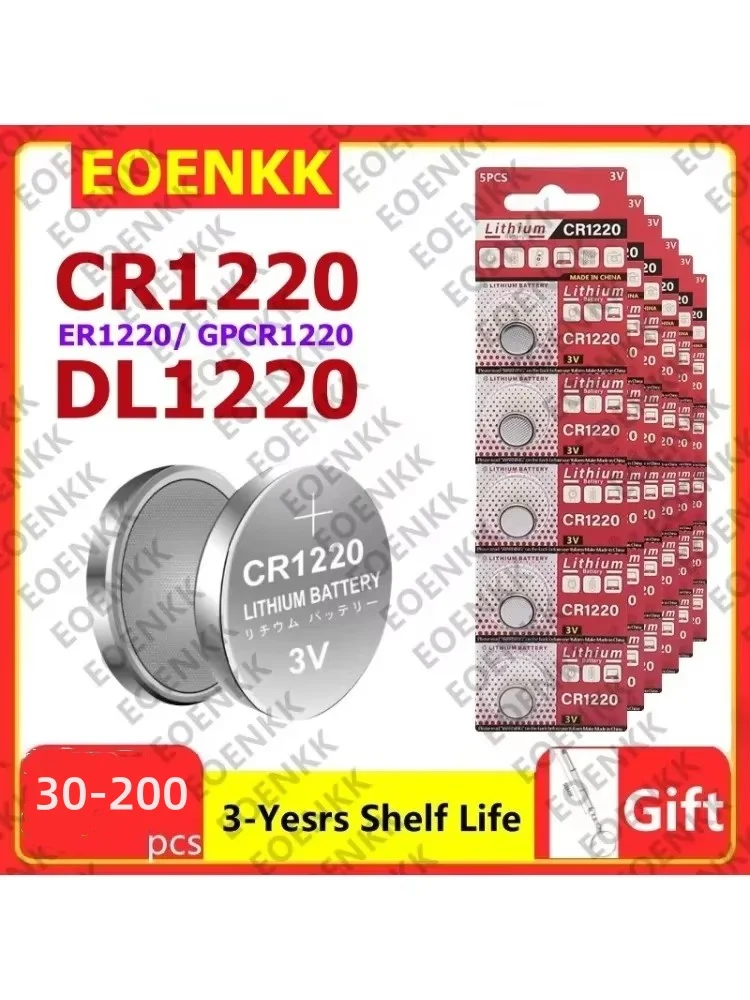 NEW 30-200PCS CR1220 CR 1220 BR1220 LM1220 DL1220 3V Lithium Button Coin Cell Battery For Car Key Remote Control Lamp Toy Scale