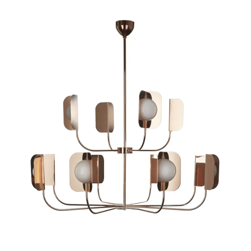 

Postmodern White Glass Lamp Brass Leaves Hardware Artistic creativity Chandellier LED Ceiling Lustre for Dining room Decoration