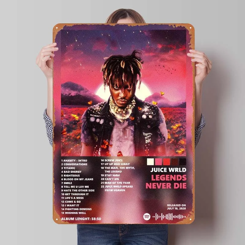 Juice WRLD Rapper Metal Sign Music Poster House Decor Accessories for Home Decor Custom Tinplate Signs for Wall Art Decoration