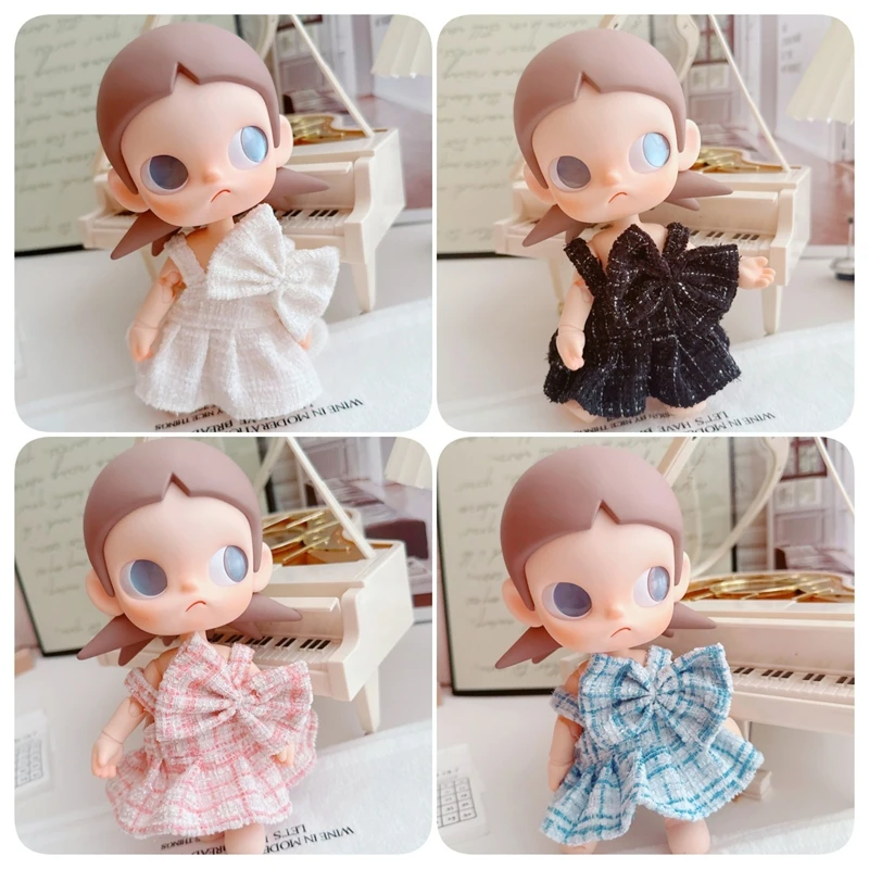 

Аксессуары для кукол для куклы Zsiga BJD 20 см, твидовое платье на подтяжках с бантом, комплект одежды в подарок