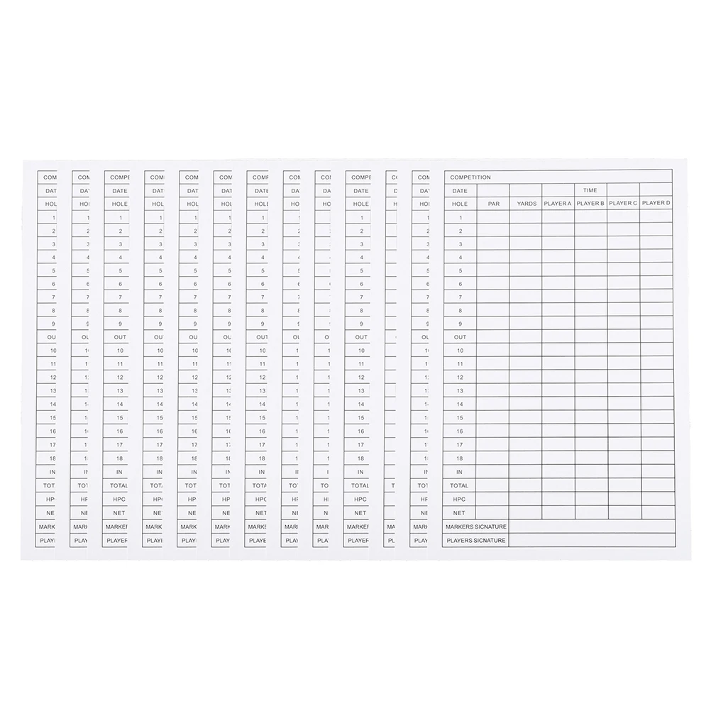 18Pcs Golf Scorecards Portable Coated Paper Score Recording Cards Clear Numbers Convenient Record Keeping Tool for Golf
