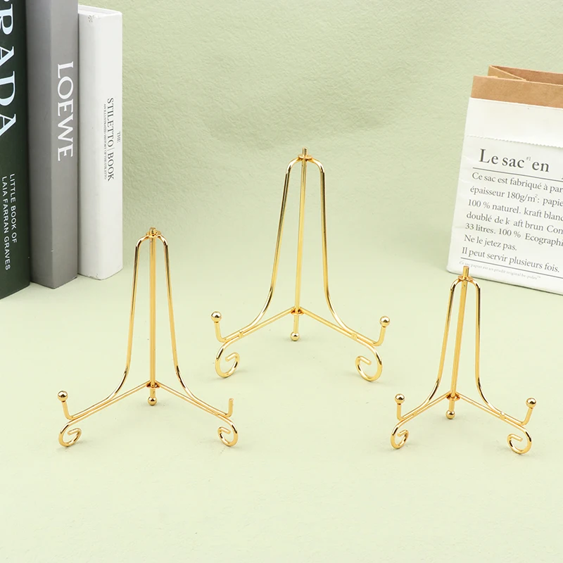 [Gold Iron Display Stand Craft Bracket Book Holder Photo Pedestal Bowl Dish Frame Picture Plate Rack Easel Storage Decoration]