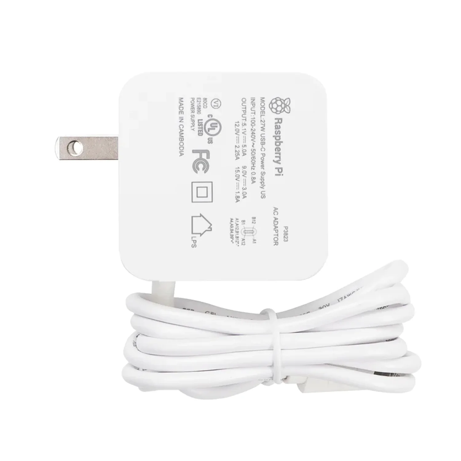 Imagem -03 - Raspberry pi Cabo de Alimentação Tipo-c Usb-c 5a 27w 1.2m Cabo Eua ue Reino Unido 100hz 240v 9v 3a 12v 2.25a 15v 12 Uma 5