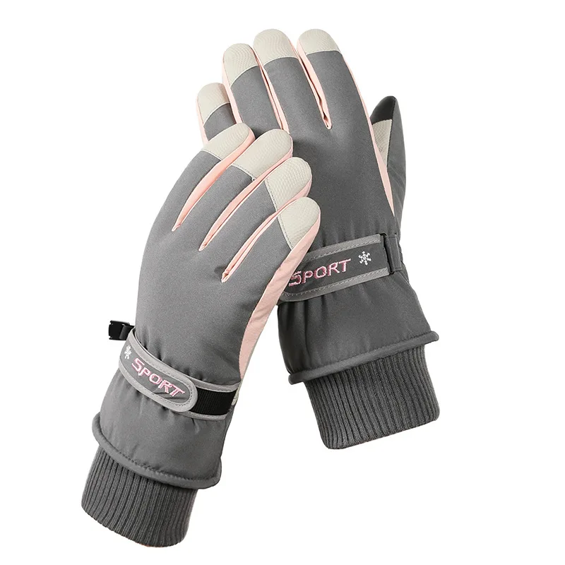 Guantes de esquí de invierno para hombres y mujeres, ciclismo al aire libre con pantalla táctil para calidez, guantes gruesos de felpa, impermeables y antideslizantes