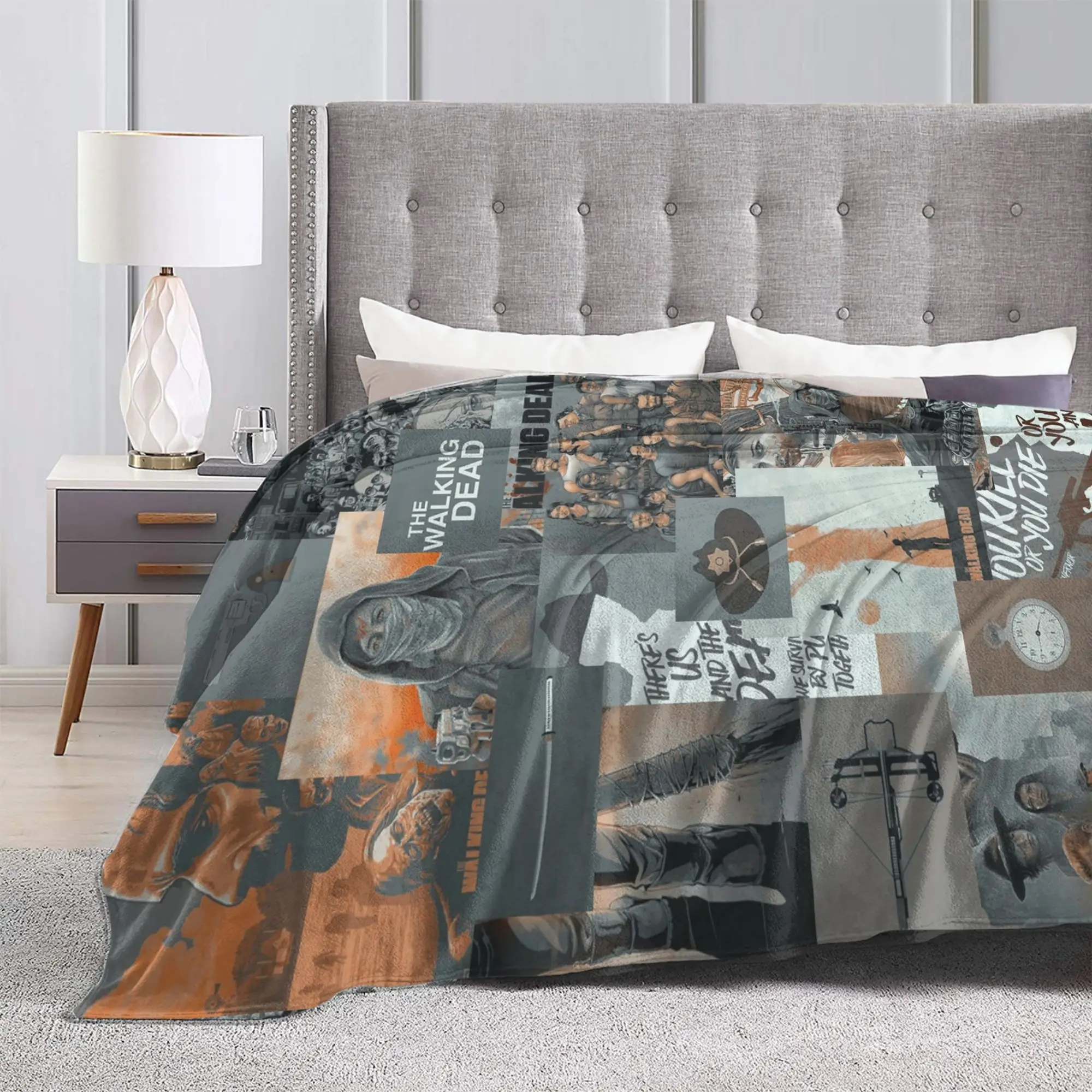 The Walking Dead Vintage Knitted Blanket Velvet Horror Movie Rick Grimes Daryl Dixon Warm Throw Blankets for Car Sofa Bed Rug - view 6