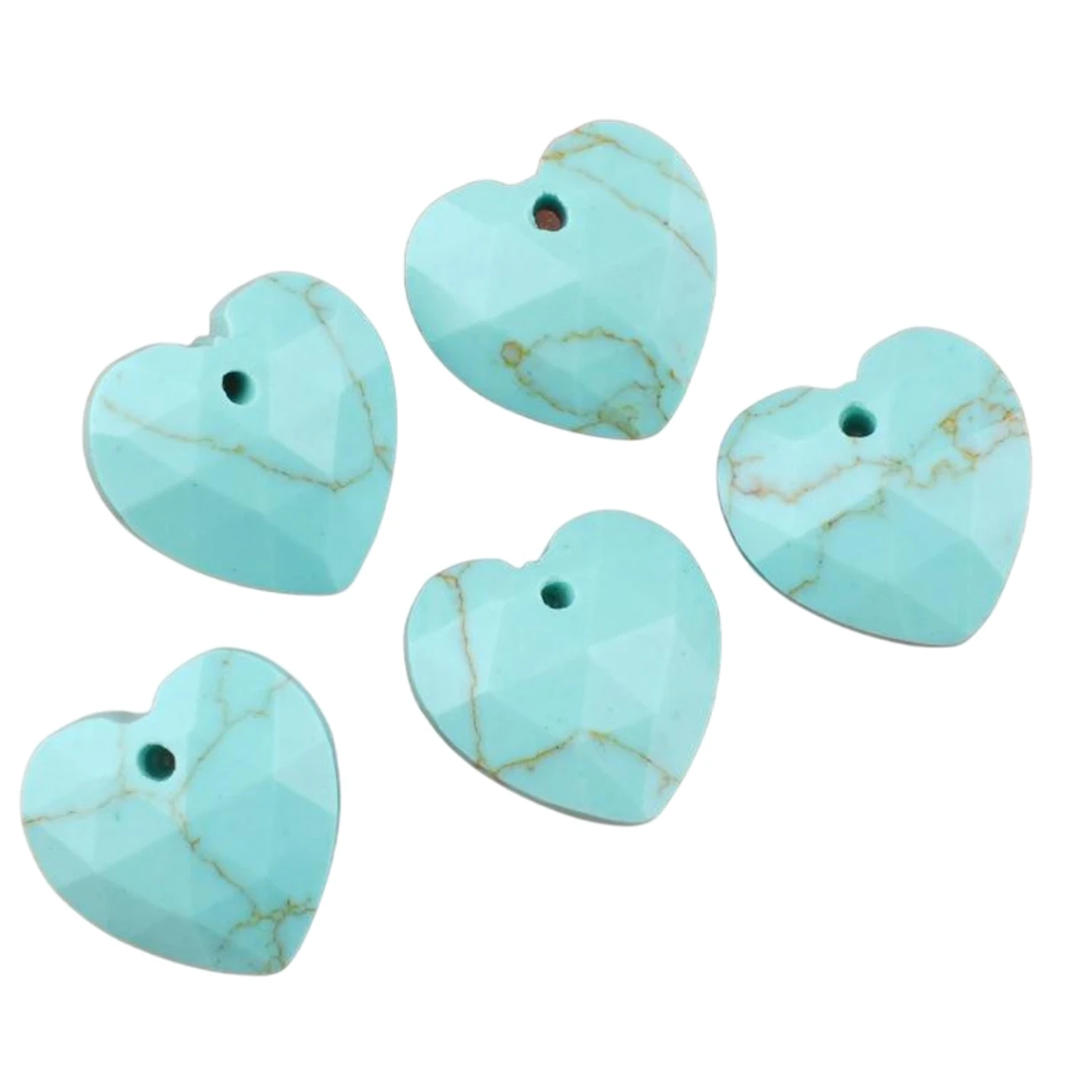 

Dazzling 13mm Turquoise Faceted Heart Stone Beads 5PCS Crystal Charm for Love Jewelry Creation Faceted Gemstone Pendant