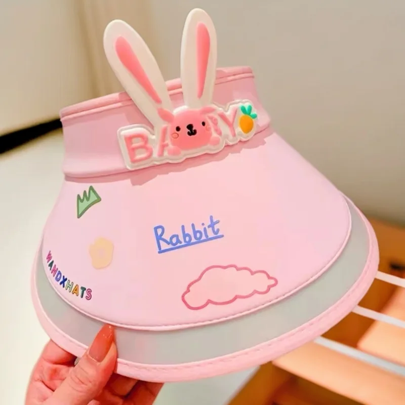 

Children's Cute Cartoon Empty Top Hat New Summer Sunscreen Hat Sunshade Breathable Boys and Girls UV Protection Big Brim Hats 2