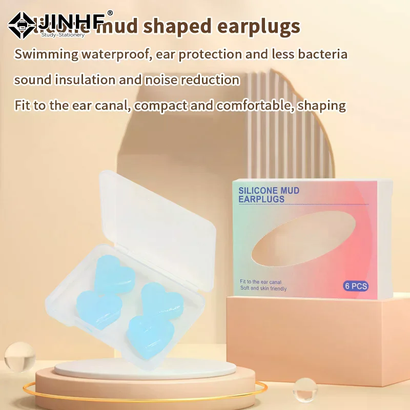 4/6Pcs Soft Silicone Earplugs Wax Ear Plugs Reusable Noise Cancelling Gel Ear Plugs Waterproof Earbuds For Sleeping Swimming