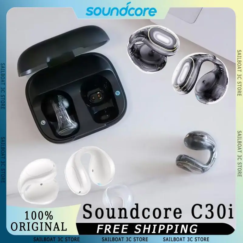 Soundcore C30i Wireless Earphones 360 Panoramic Surround Sound Comfortable Long Endurance IPX4 Waterproof Clip-On Earbuds Custom