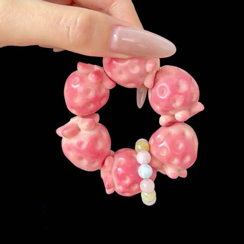 [Same Style]Natural Ivory Fruit Bracelet Strawberry Carving Hand Twist Female Best Friend Cultural Play Handheld Piece - view 4