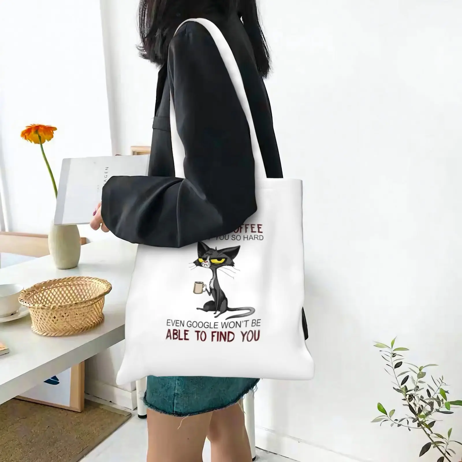 Touch My Coffee I'll Slap You So Hard Fashion New Shopping Bag Eco Manga Tote Harajuku Shopper Bag Women Canvas Shoulder Bag