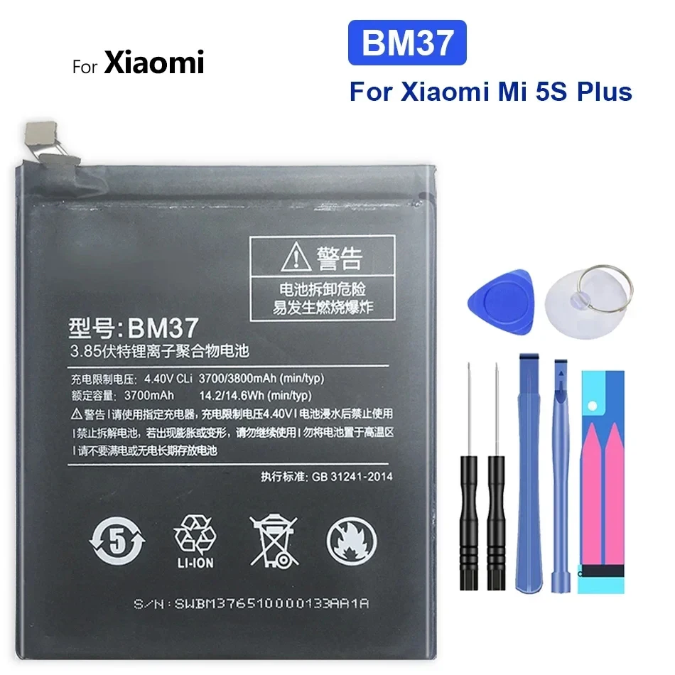 BM37 3800mAh Battery for Xiaomi Mi 5S Plus BM-37 with Track Code + Tools