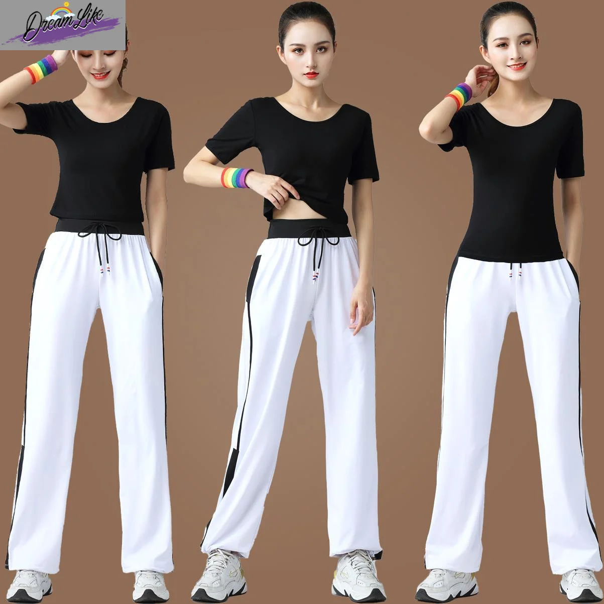 

Fitn Dancewear Sportswear Modal ort Sve T-irt Women's Summer Exercise Clothing Square Dance Outfit Neon Flng Brand