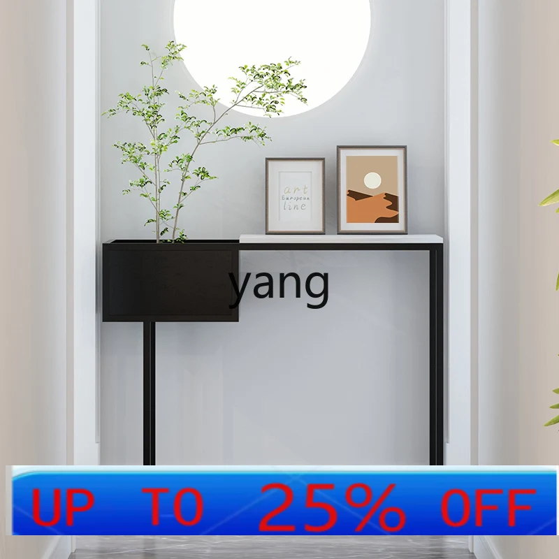 

LMM light luxury ultra-narrow marble entrance cabinet wrought iron corridor entrance platform