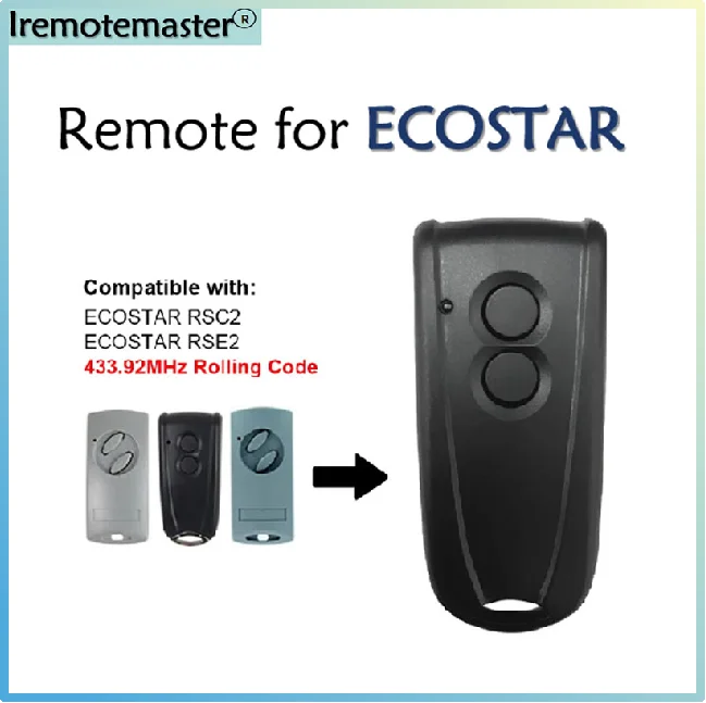 For ECOSTAR RSE2 RSC2 433MHz Rolling Code Remote Control Ecostar Remotes With Battery 433 MHZ Garage Door Opener