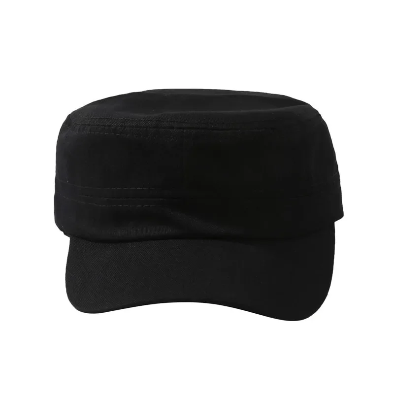 Unisex Vintage Einfarbige Flache Militärmütze in Fünf Farben Erhältlich, Atmungsaktive Sommer-Outdoor-Militärmütze, Flache Schlichte Mütze – Detail 36