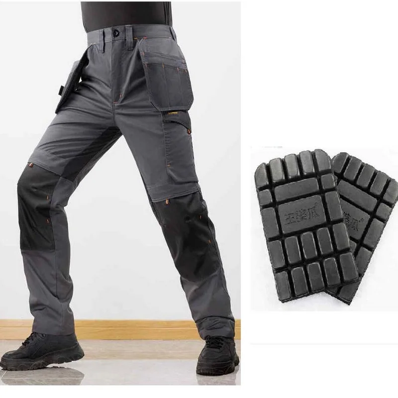 Men Casual Pants Tactical Joggers Cargo Pants Multi-Pocket Trousers Electrician Pants With Knee Protection Pads