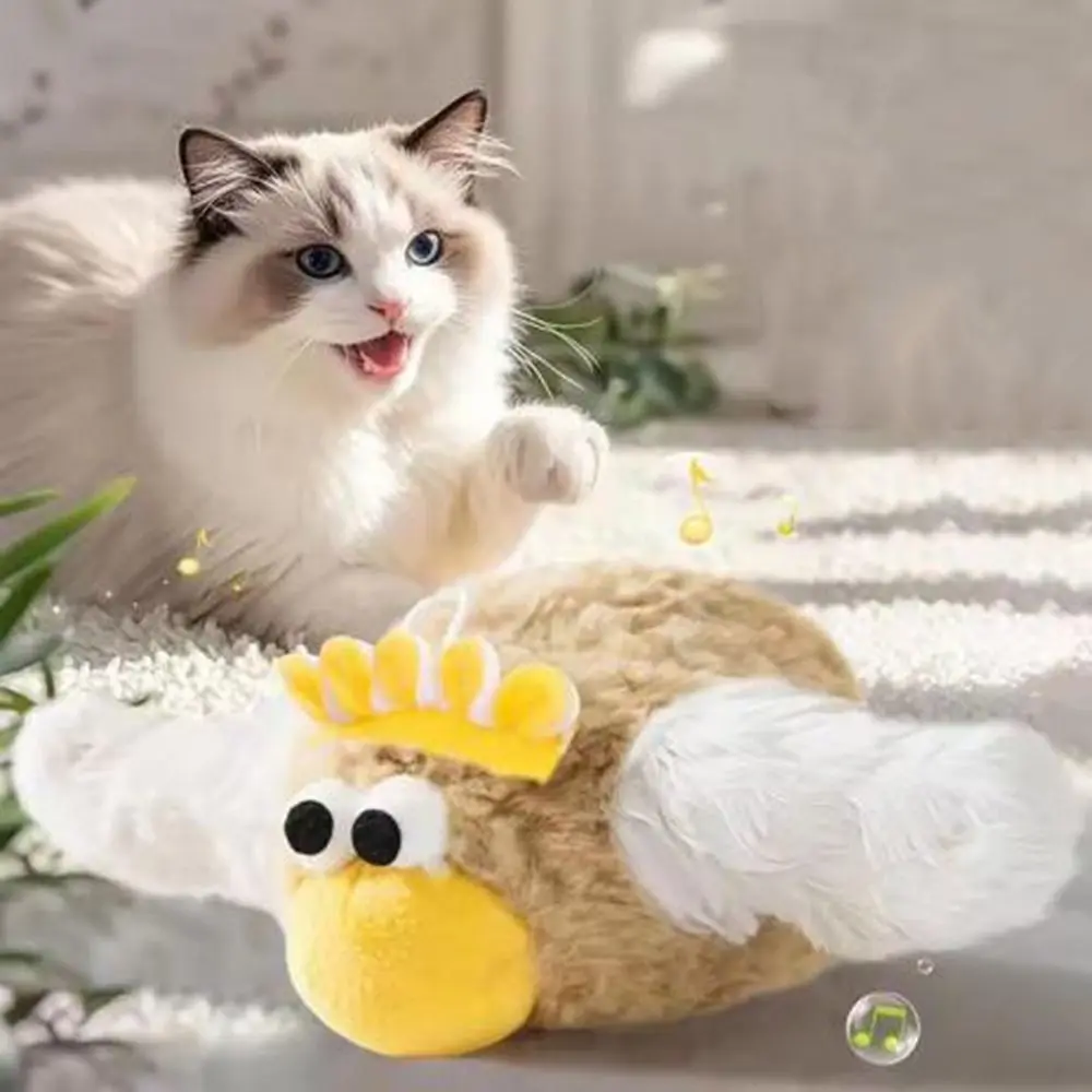 

Plush Bird Moving Cat Toy Electric USB Rechargeable Flapping Bird Cat Toy with Sound Realistic Interactive Cat Toys