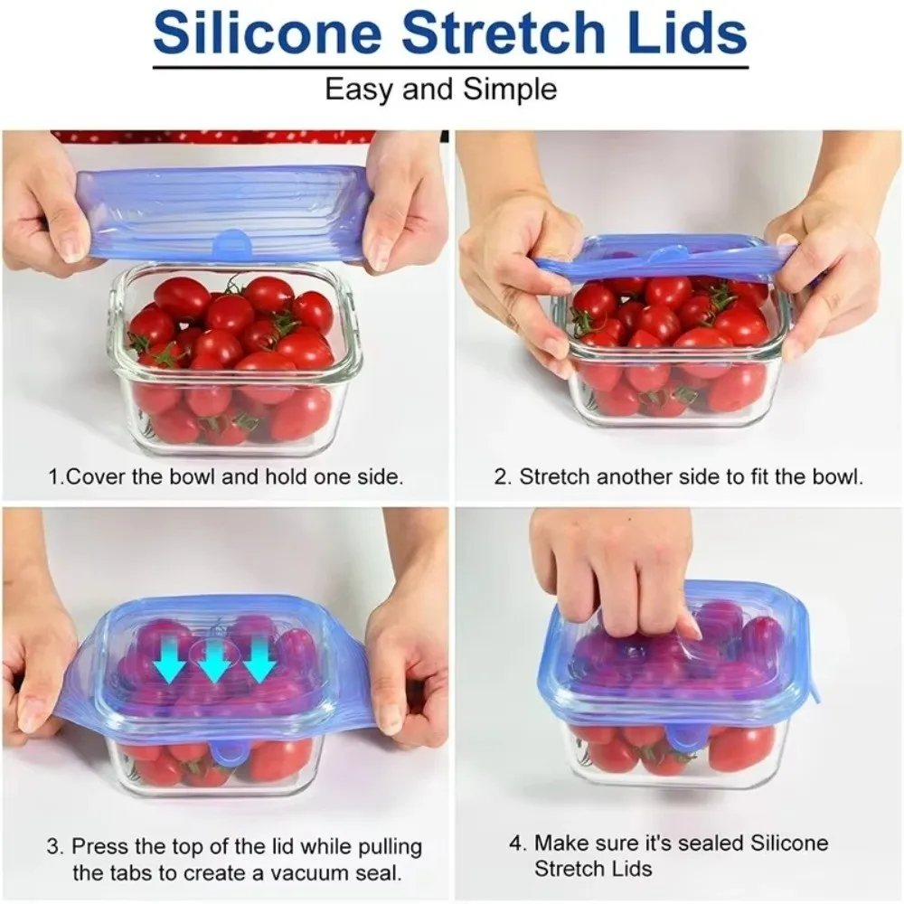 6PCS Useful Reusable Fresh-keeping Cover Non-slip Kitchen Gadgets Bowl Cap Stretch Microwave Lid