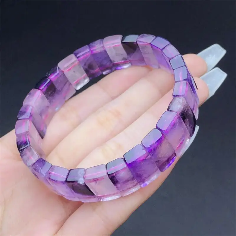 Natural Purple Super Seven Quartz Bangle Women Men Handmade Stretch Rope Luxury Jewelry Energy Healing Holiday Gift 1PCS