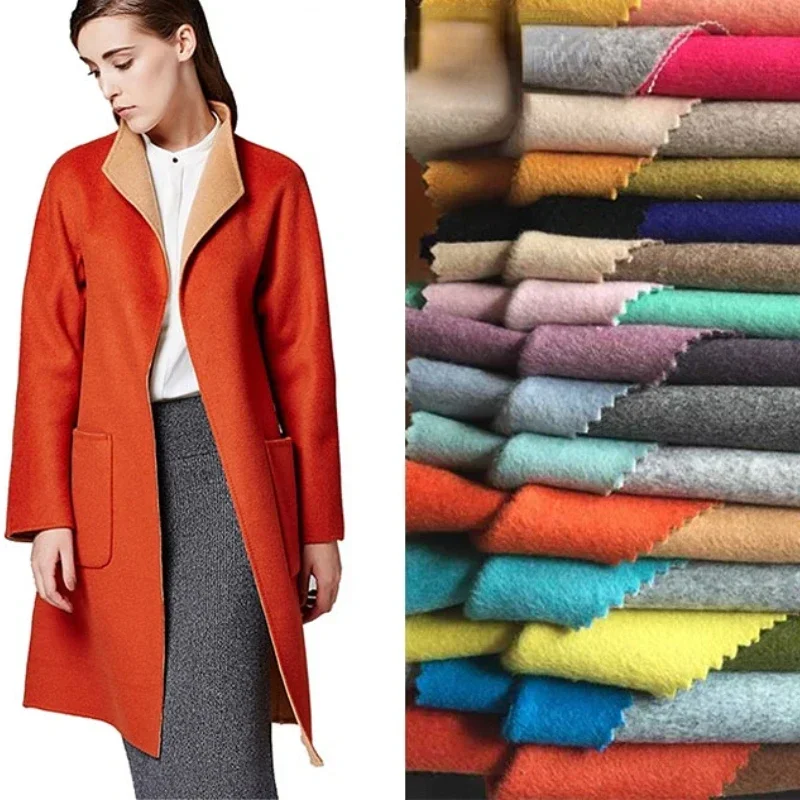 Double Sided Cashmere Wool Fabric Handmade Woolen Overcoat Autumn Winter Warm Thick Nylon Material Cloth by Meter Sewing Diy