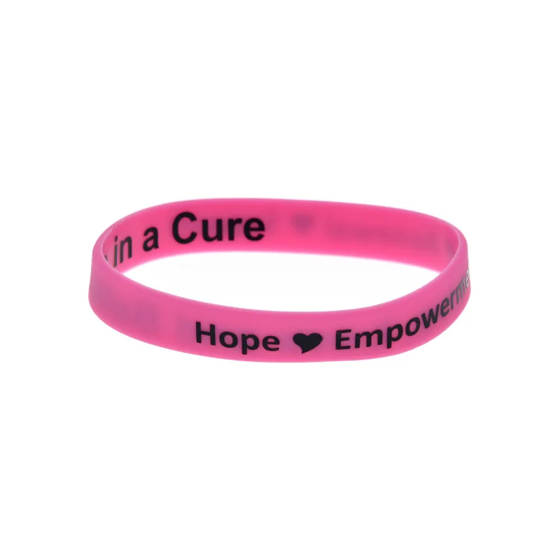 50 Pcs Printed Hope Empowerment Silicone Bracelet Live Love and Believe in a Cure Wristband Pink