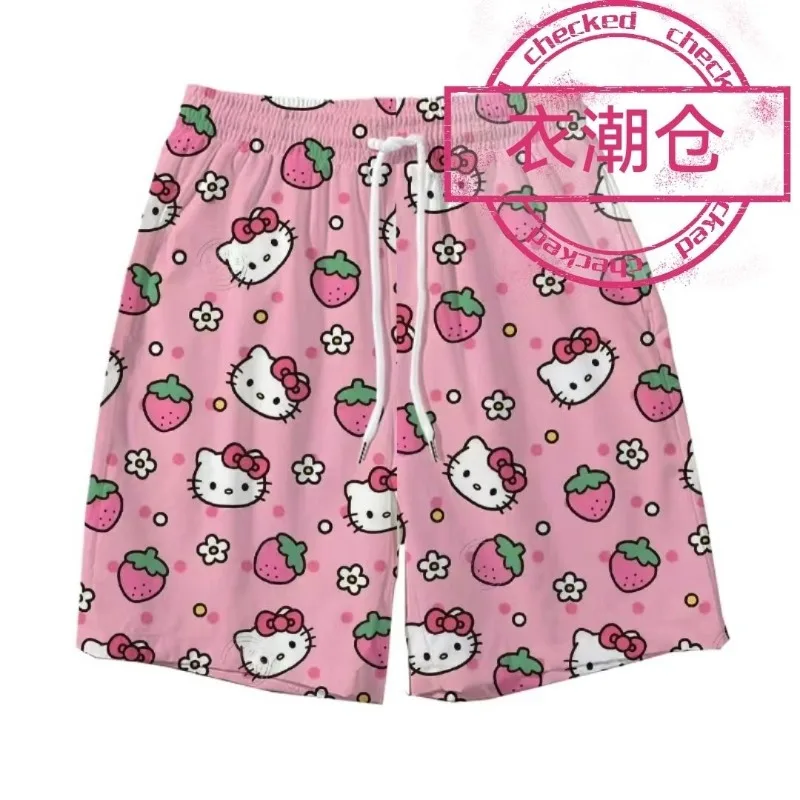 

Sanrio Hello Kitty Strawberry Casual Shorts Summer Women Men Sports Shorts Quick Dry Beach Short Pants Y2K Casual Sports Clothes