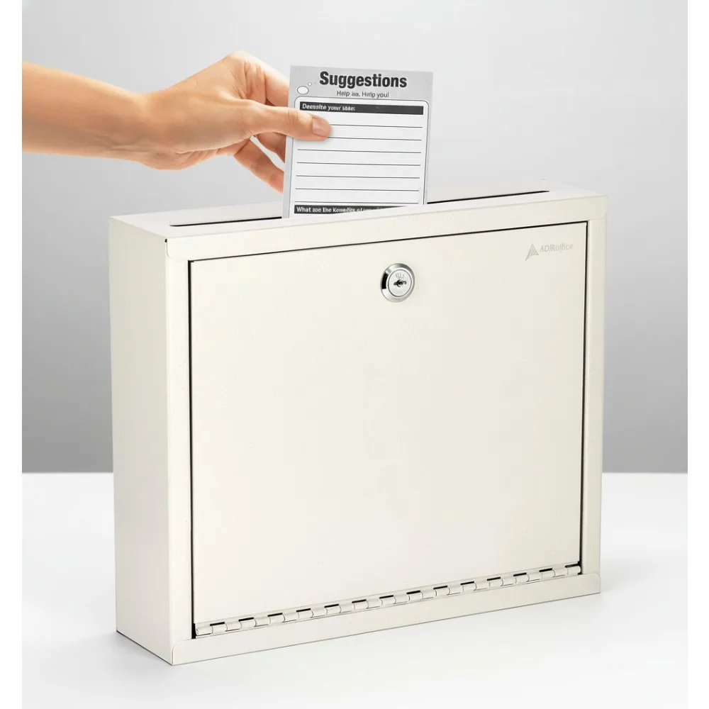 

Secure Wall Mount Lock Box with Slot for Payments, Mail & Checks - Heavy Duty Steel Deposit Box for Office & Home Use