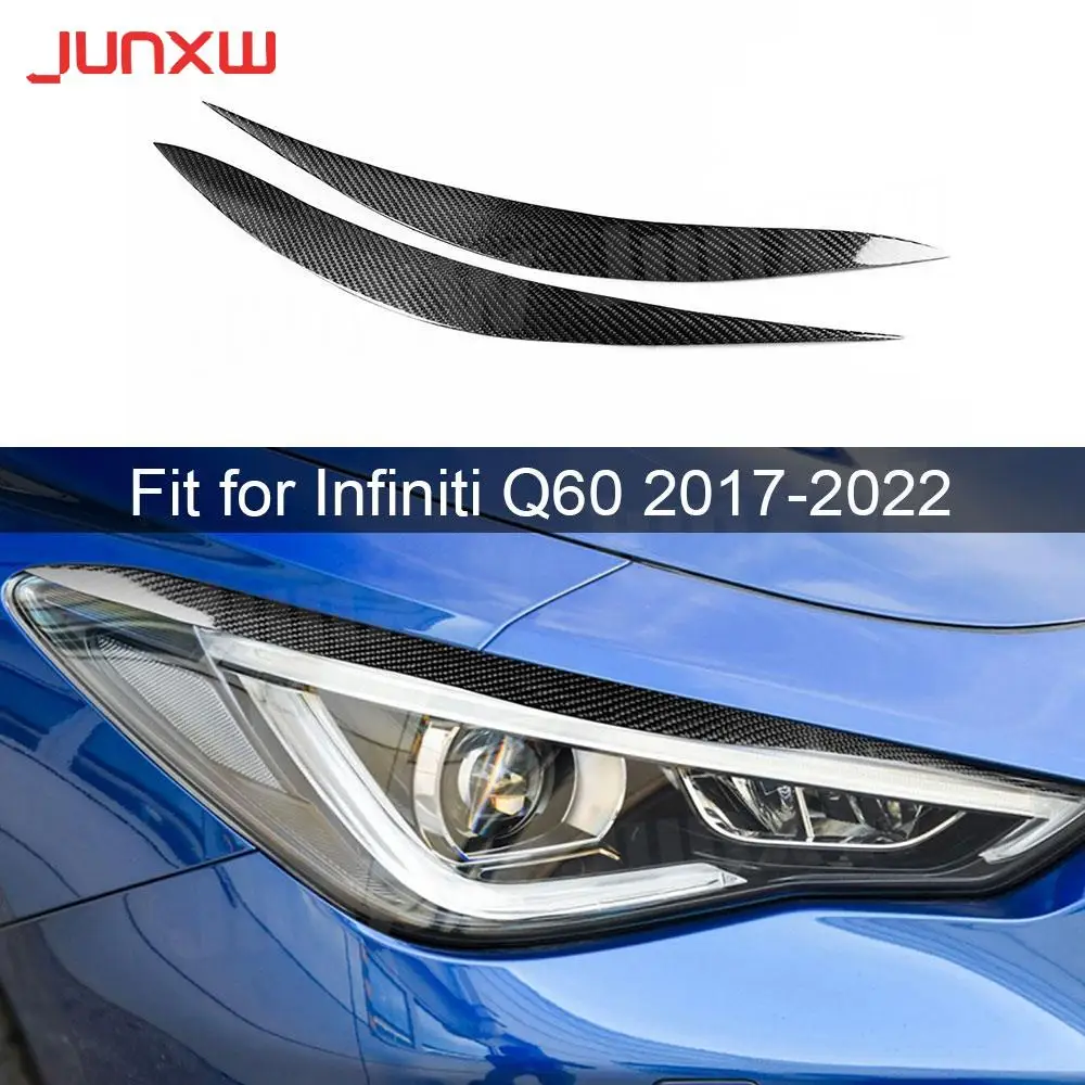 

Carbon Fiber Car Front Bumper Head Eyelid Eyebrow Trims for Infiniti Q60 2017-2022 Front Foglamp Eyebrow Cover Decoration