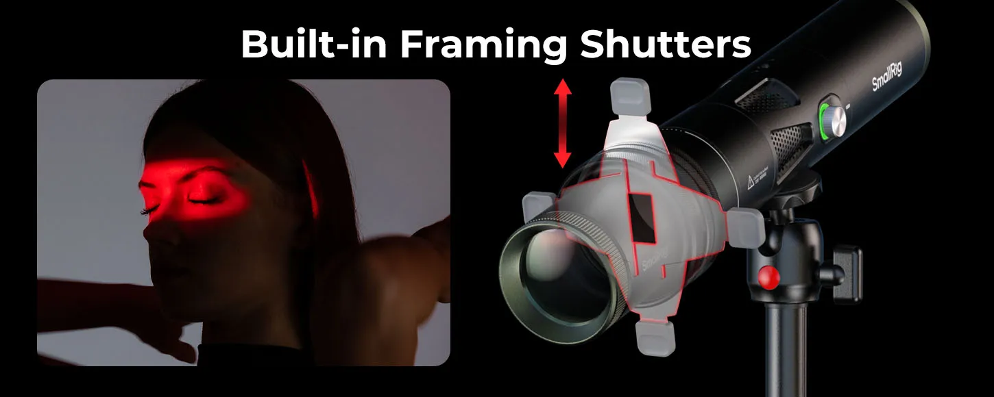 SmallRig SP Air Spotlight 36 ° Optische Projektionslinse 4-fache Helligkeit für RF 10C/20C Taschenlampe mit Framing-Shutters und GOBO-Halter – Detail 7