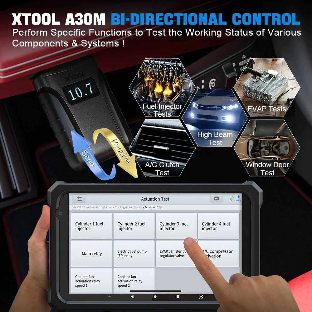 Anyscan A30M OBD2-diagnosetools Bluetooth-scanner met bidirectionele controlecodelezer CAN FD-protocol Gratis update