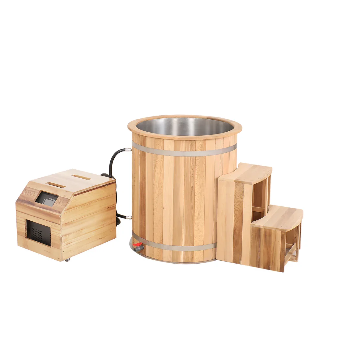 

STLFWooden Outdoor Cold Plunge Pool and Chiller Tub Set Ice Barrel Bath Ice Bucket Tub